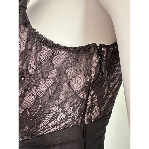 Ann Taylor LOFT Black Lace Evening Cocktail Mini Dress Women's Size XSP Gothic - Picture 7 of 7